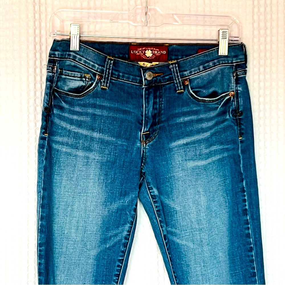 Lucky Brand women med blue acid wash jeans Sofia bootcut mid rise Sz 6/28 Tall - Picture 4 of 16